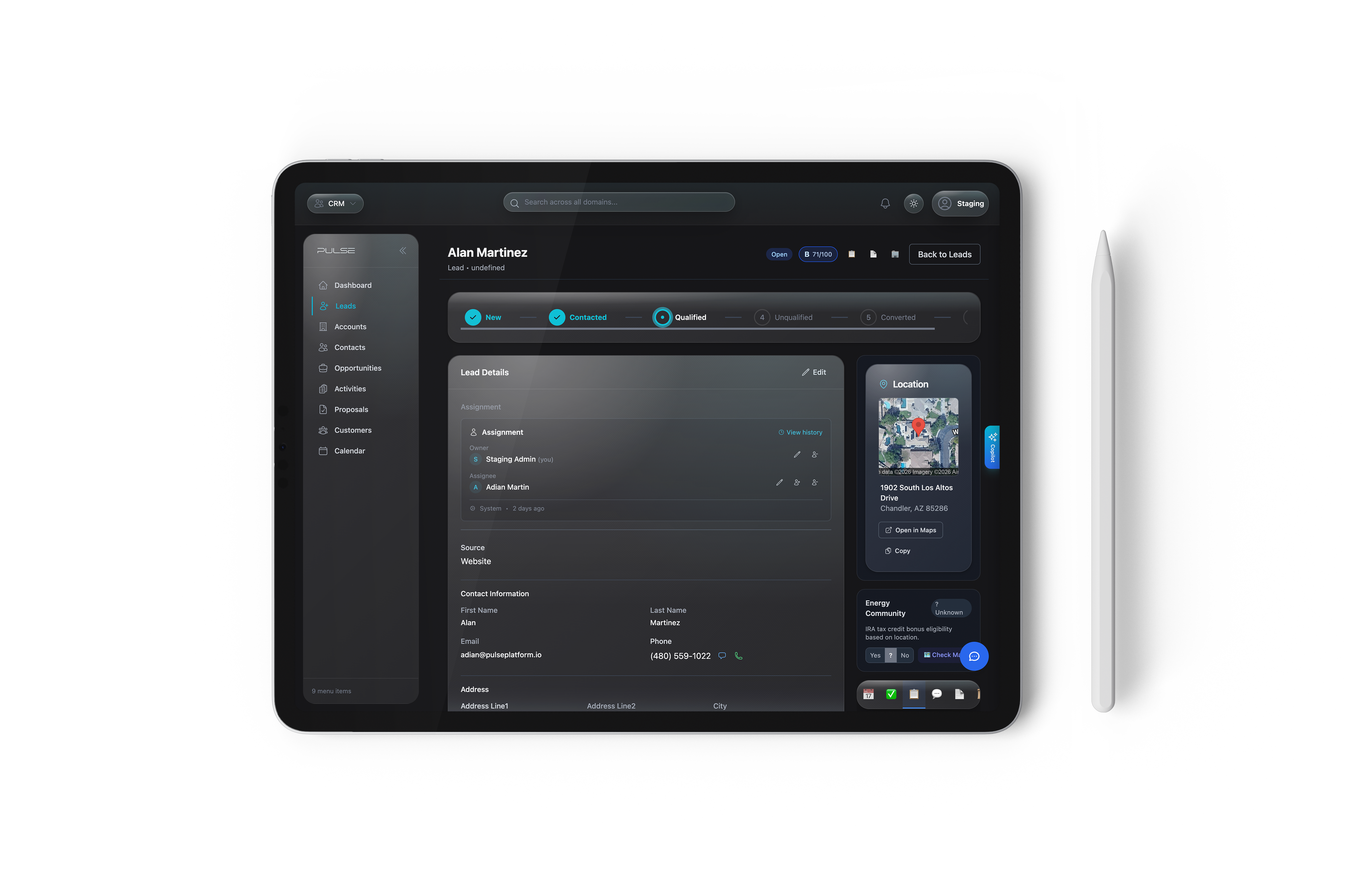Pulse ERP application on iPad
